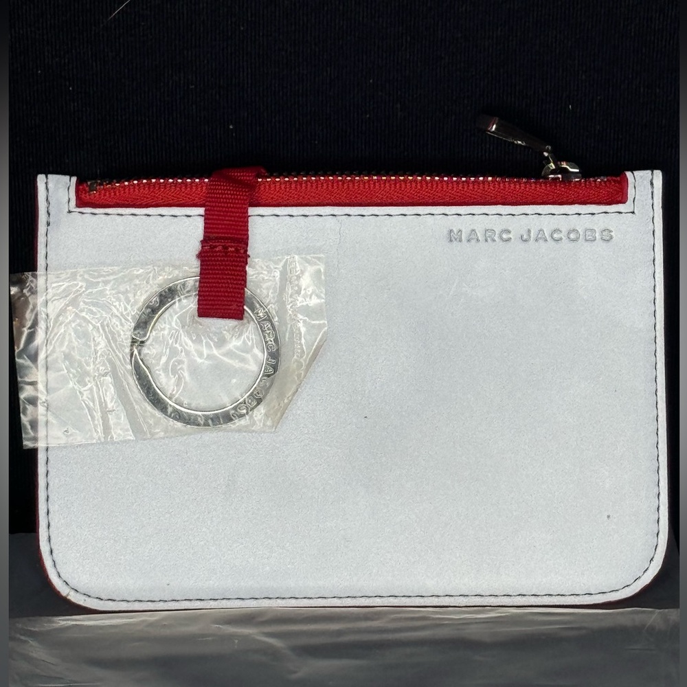Marc Jacobs Red and Silver Key Card Holder